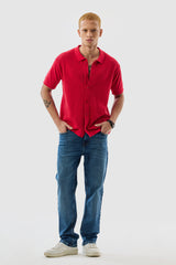 Men's Red Casual Slim Fit Shirt