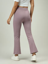 Women's Purple Casual Flared Fit Solid Trouser