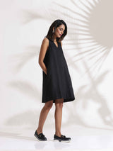 Women's Black Slub Dress