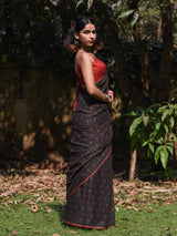 Women's Black Cotton Saree