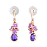 Rosegold Plated Floral Charms Purple Dangle Earrings for Girls and Women