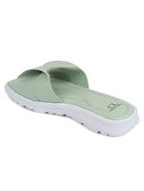 Women's Green Bow Detail Comfort Slide Sandals