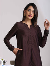 Women's Brown Casual Solid Co-ords Set