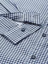 Men's Regular Fit Checkered Full Sleeves Cutaway Collar Casual Shirt