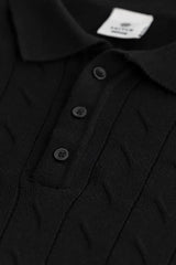 Men's Black Casual Slim Fit Printed Half Sleeves Polo Tshirt