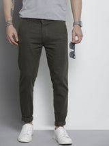 Men's Slim Fit Solid Mid Rise Stretchable Chinos