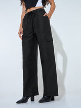Women's Black Casual Boxy Fit Trouser