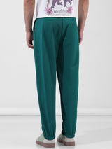 Men's Green Casual Relaxed Fit Textured Mid-Rise Jogger
