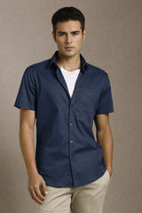 Men's Navy Blue Casual Half Sleeves Shirt