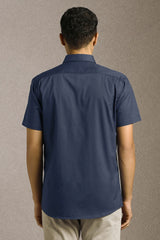 Men's Navy Blue Casual Half Sleeves Shirt