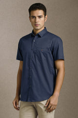 Men's Navy Blue Casual Half Sleeves Shirt
