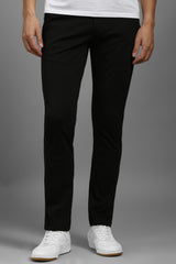 Men's Black Slim Fit High Rise Trouser