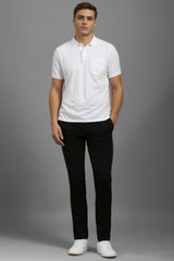 Men's Black Slim Fit High Rise Trouser