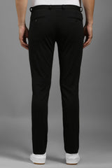 Men's Black Slim Fit High Rise Trouser
