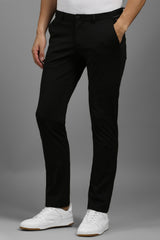 Men's Black Slim Fit High Rise Trouser