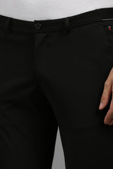 Men's Black Slim Fit High Rise Trouser