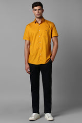 Men's Yellow Casual Half Sleeves Shirt