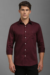 Men's Maroon Casual Full Sleeves Shirt