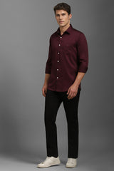 Men's Maroon Casual Full Sleeves Shirt