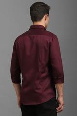 Men's Maroon Casual Full Sleeves Shirt