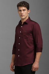Men's Maroon Casual Full Sleeves Shirt