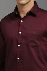 Men's Maroon Casual Full Sleeves Shirt