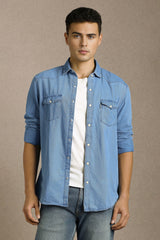 Men's Blue Casual Full Sleeves Shirt