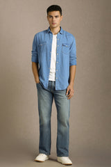 Men's Blue Casual Full Sleeves Shirt