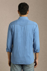 Men's Blue Casual Full Sleeves Shirt