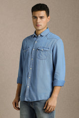 Men's Blue Casual Full Sleeves Shirt