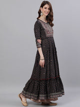 Women's Black Embroidered Anarkali Kurta