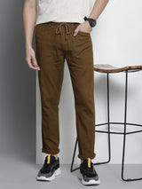 Men's Slim Fit Solid Mid Rise Elasticated Elasticated Trousers
