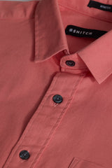 Men's Pink Casual Slim Fit Solid Full Sleeves Shirt