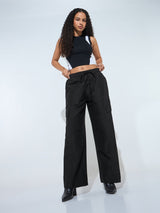 Women's Black Casual Boxy Fit Trouser