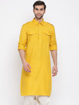 Men's Mustard Festive Ethnic Full Sleeves Kurta