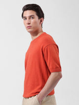 Men's Orange Casual Solid Half Sleeves Tshirt