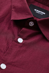 Men's Red Casual Slim Fit Solid Full Sleeves Shirt