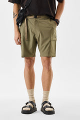 Men's Regular Fit Stretch Olive Cargo Shorts