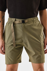 Men's Regular Fit Stretch Olive Cargo Shorts