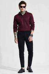 Men's Black Formal Slim Fit Solid Trouser