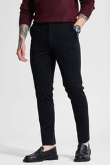 Men's Black Formal Slim Fit Solid Trouser