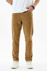 Men's Regular Fit Stretch Corduroy Tan Trouser