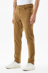 Men's Regular Fit Stretch Corduroy Tan Trouser