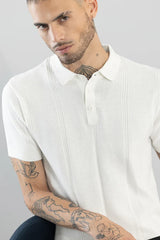 Men's White Casual Slim Fit Solid Half Sleeves Polo Tshirt