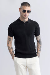 Men's Black Casual Slim Fit Polo Tshirt