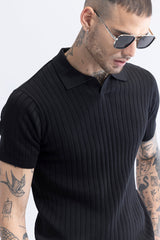 Men's Black Casual Slim Fit Polo Tshirt