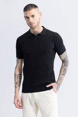 Men's Black Casual Slim Fit Polo Tshirt