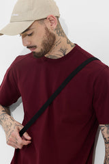 Men's Red Casual Slim Fit Solid Half Sleeves Tshirt