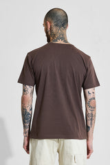 Men's Brown Casual Solid Slim Fit 4-Way Stretch Half Sleeves T-Shirt
