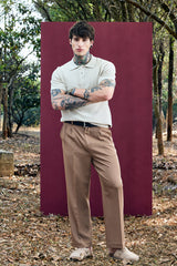 Men's Beige Casual Relaxed Fit Polo Tshirt